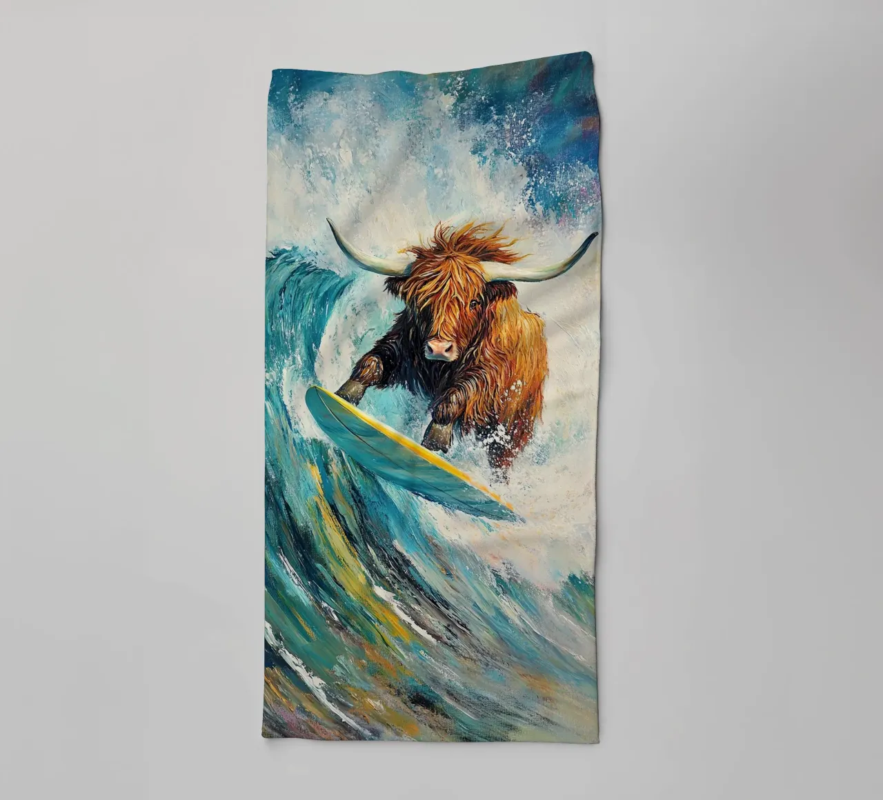 Mucca delle Highlands asciugamano da bagno da Nikis Art Studio