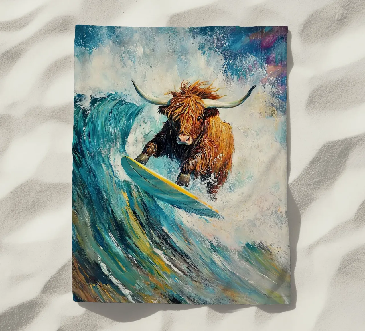 Mucca delle Highlands telo mare da Nikis Art Studio