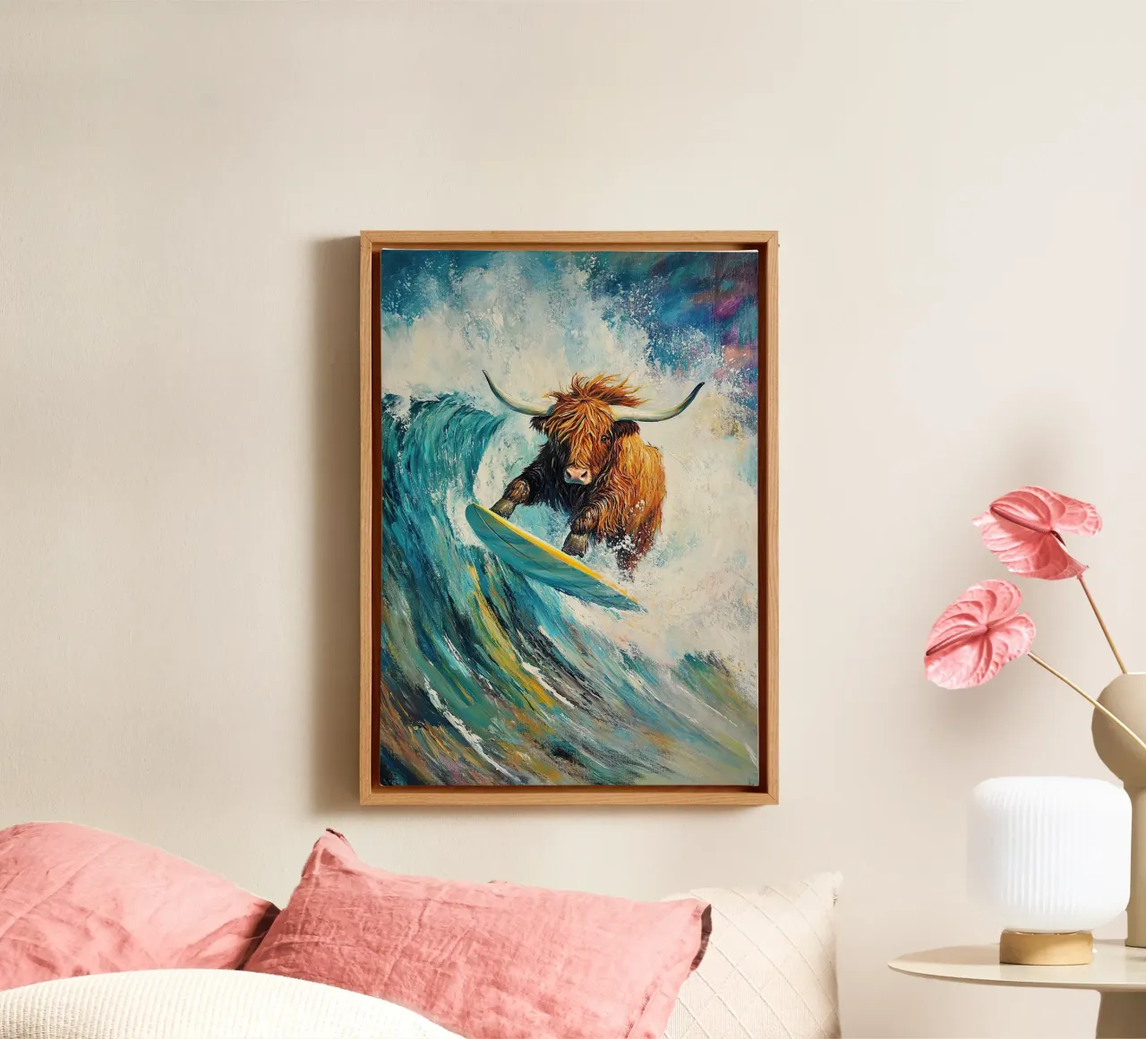 Mucca delle Highlands tela con Cornice a cassetta da Nikis Art Studio