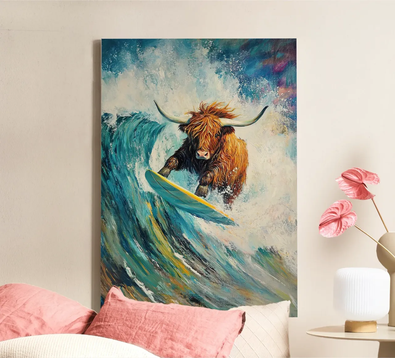 Mucca delle Highlands tela con Cornice a cassetta da Nikis Art Studio