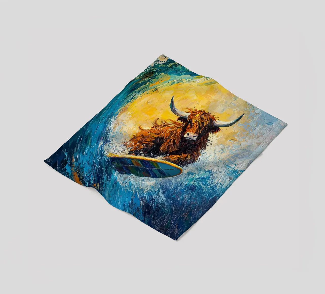 Mucca delle Highlands coperta in pile da Nikis Art Studio
