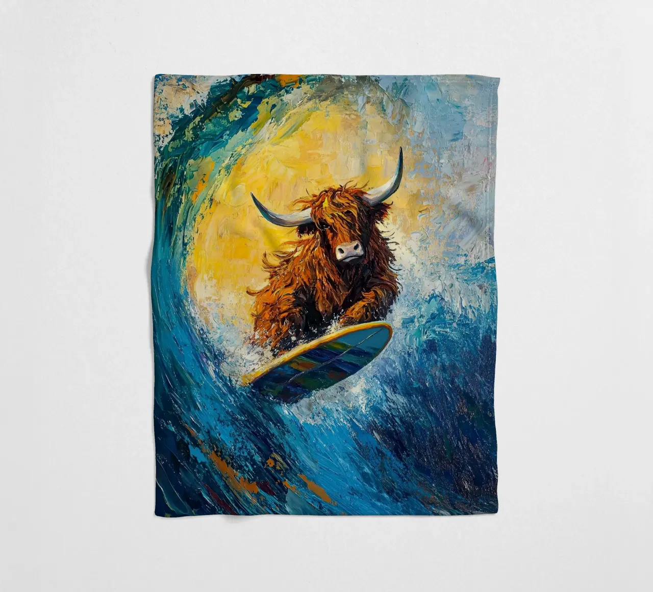 Mucca delle Highlands coperta in pile da Nikis Art Studio