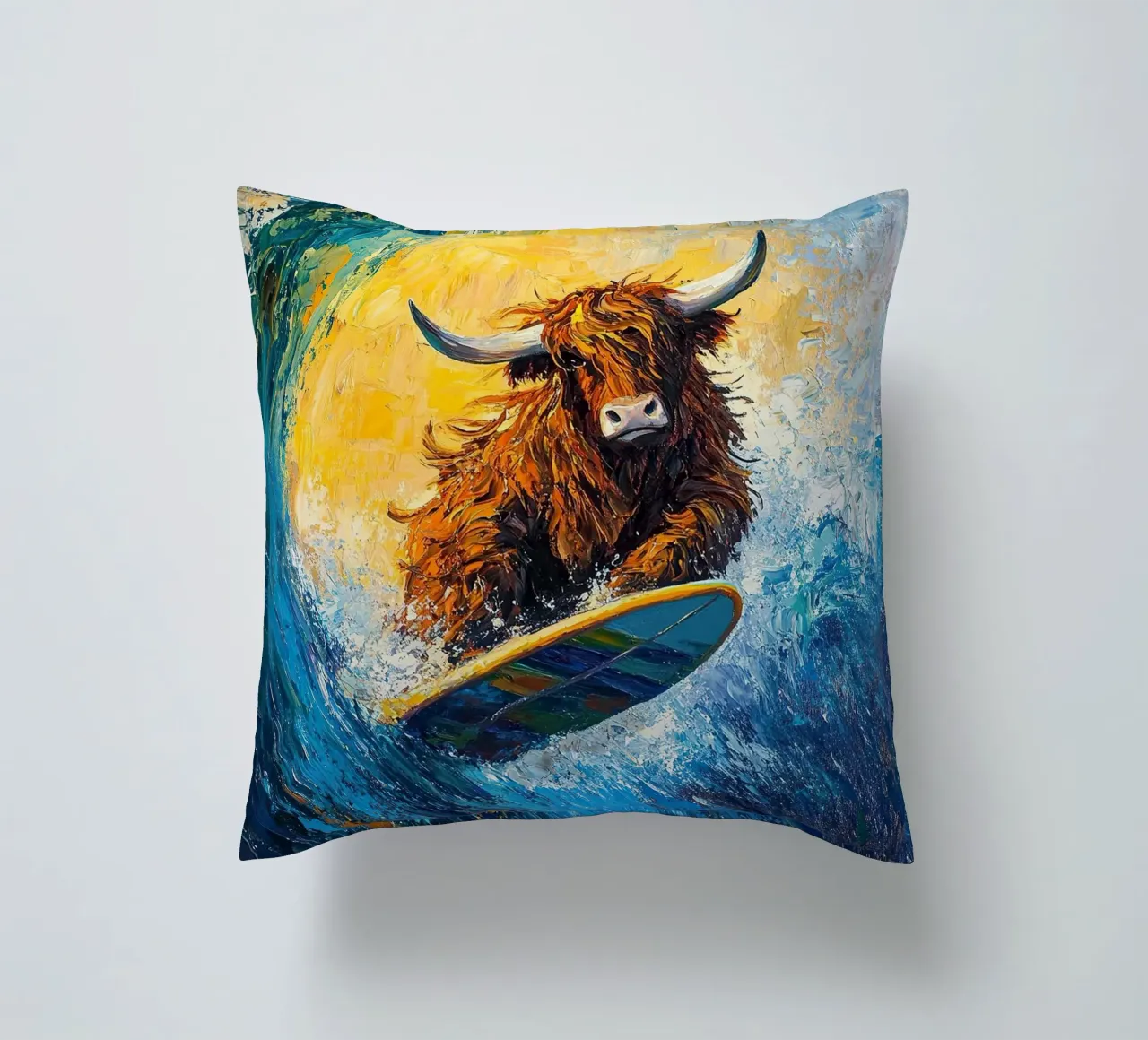 Mucca delle Highlands cuscino da Nikis Art Studio
