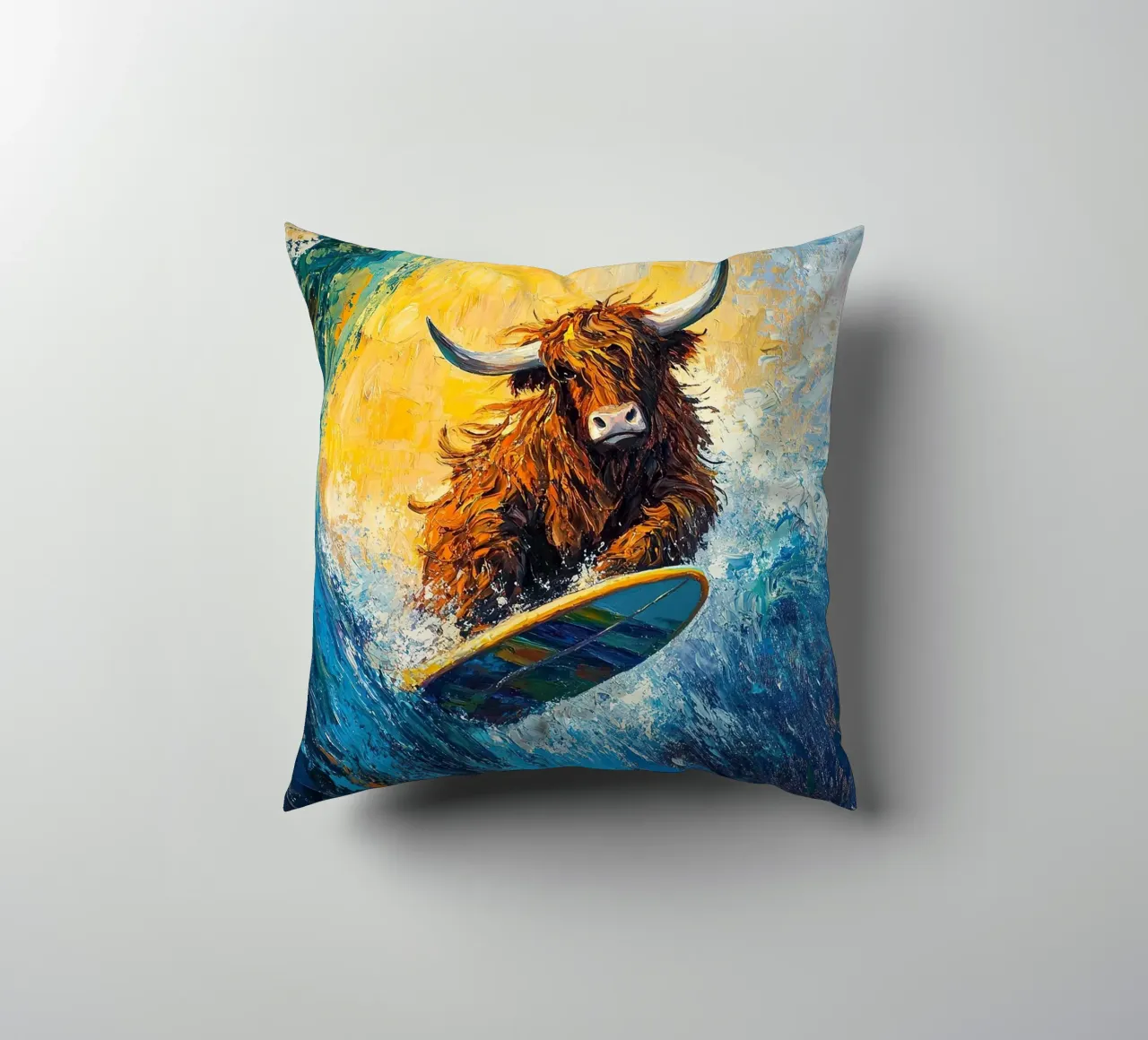 Mucca delle Highlands cuscino da Nikis Art Studio