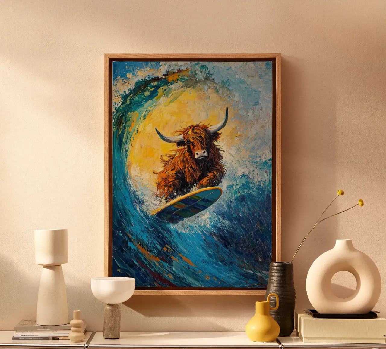 Mucca delle Highlands tela con Cornice a cassetta da Nikis Art Studio