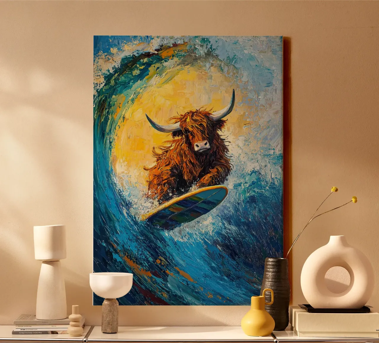 Mucca delle Highlands tela con Cornice a cassetta da Nikis Art Studio