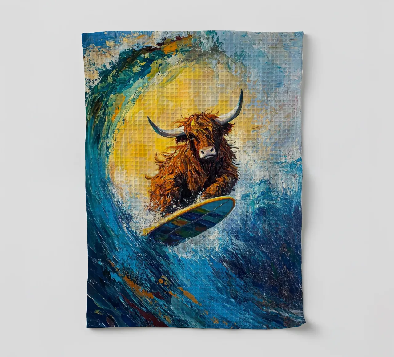 Mucca delle Highlands canovaccio da cucina da Nikis Art Studio