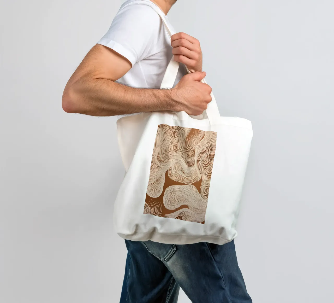 Suoni con linee ondulate borsa in juta da Carinaprint
