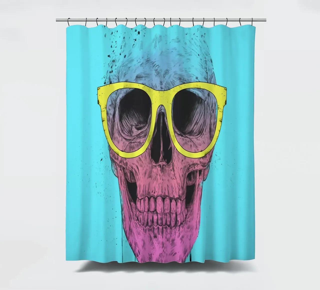 Pop Art Skull shower curtain by Balazs Solti
