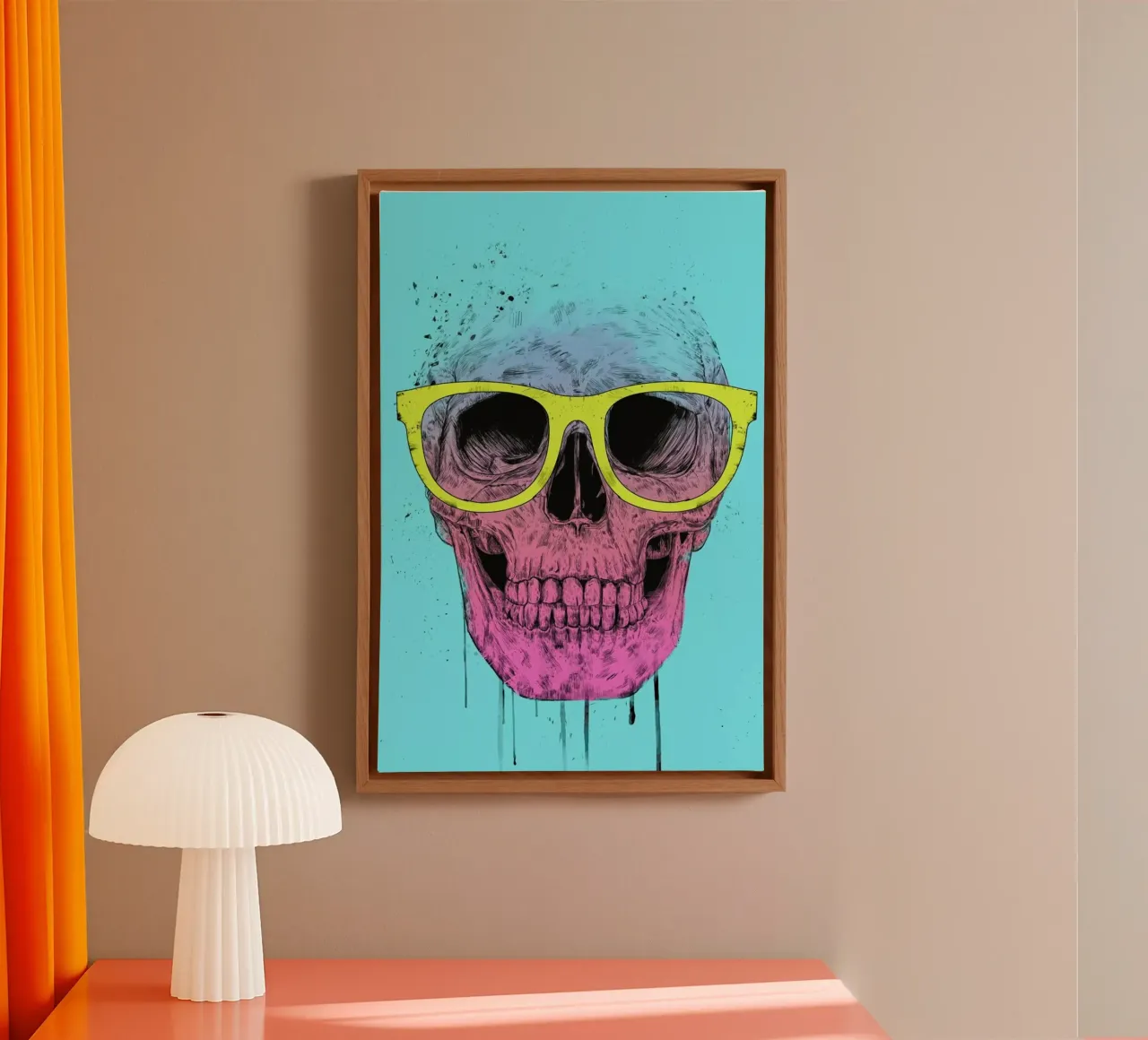 Pop Art Skull tela con Cornice a cassetta da Balazs Solti