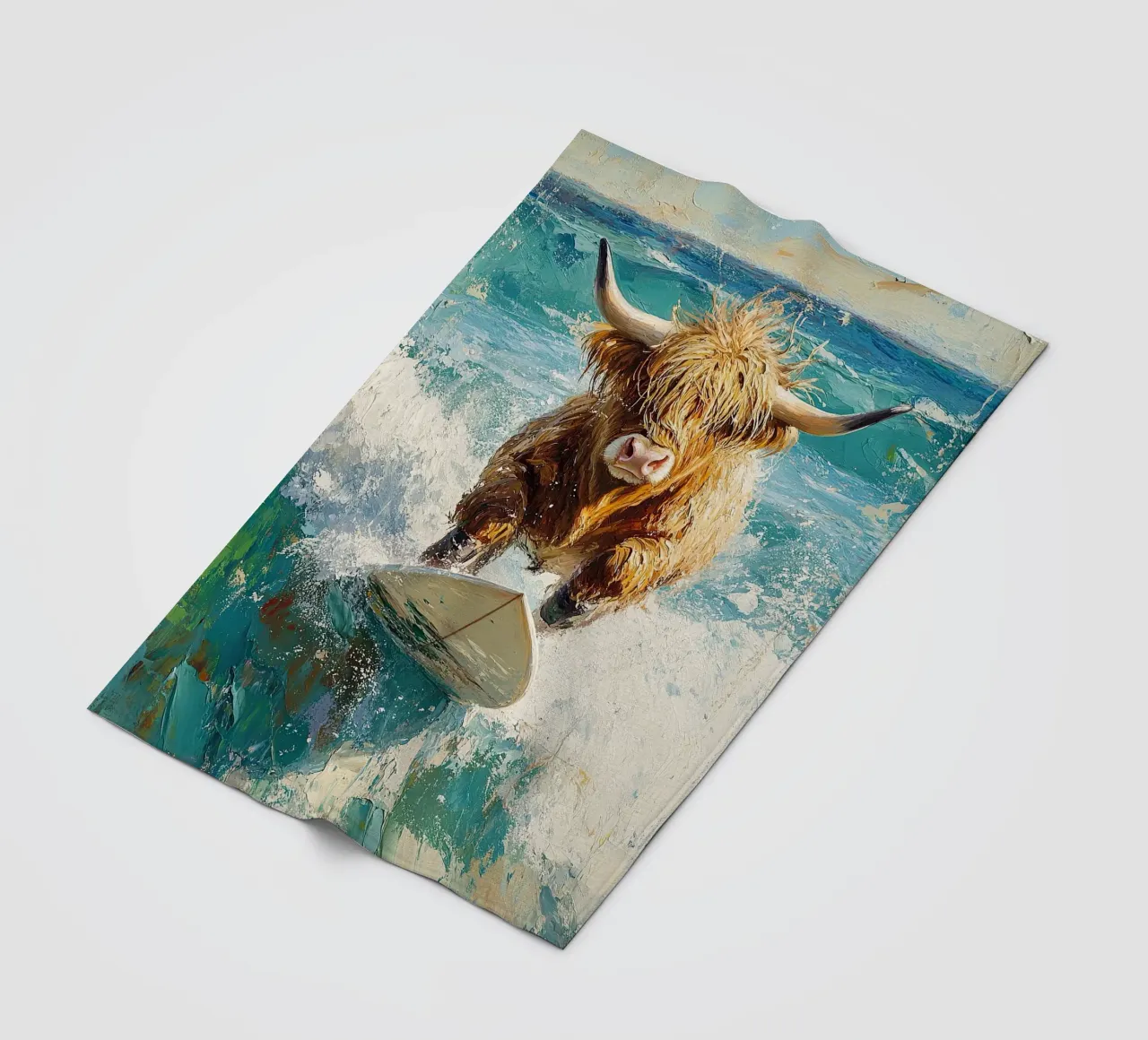 Mucca delle Highlands coperta in pile da Nikis Art Studio