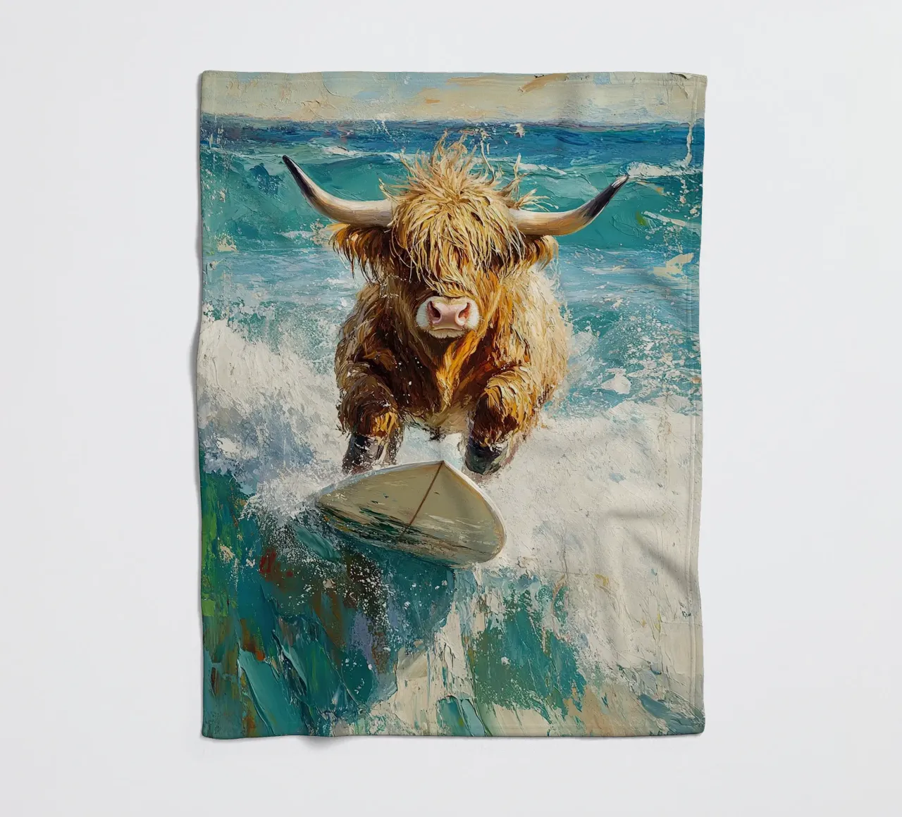 Mucca delle Highlands coperta in pile da Nikis Art Studio