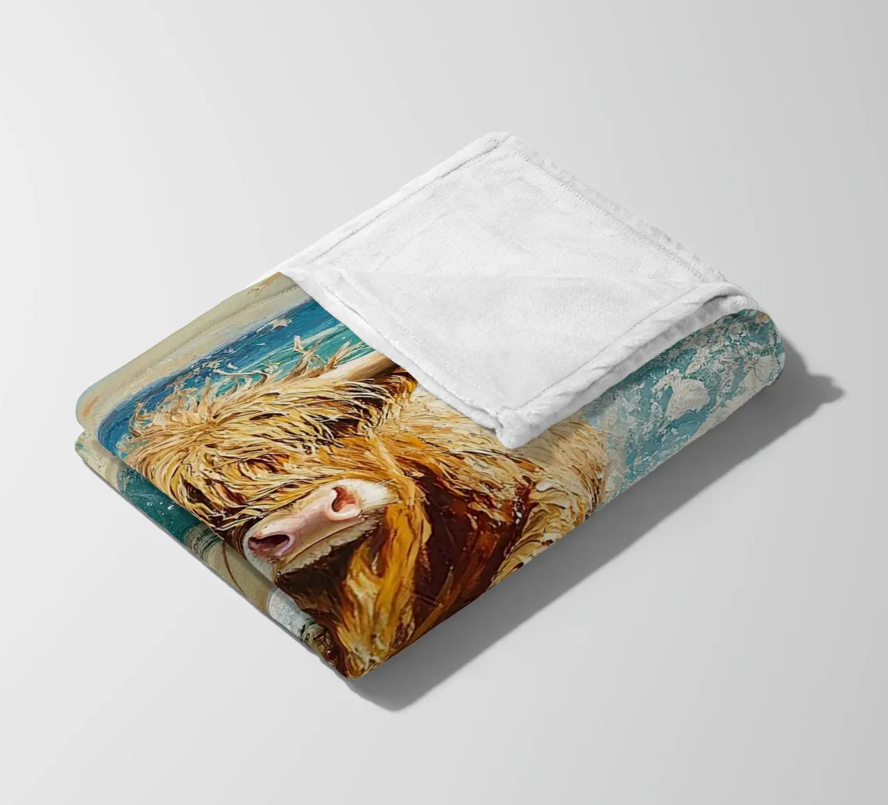 Mucca delle Highlands coperta in pile da Nikis Art Studio