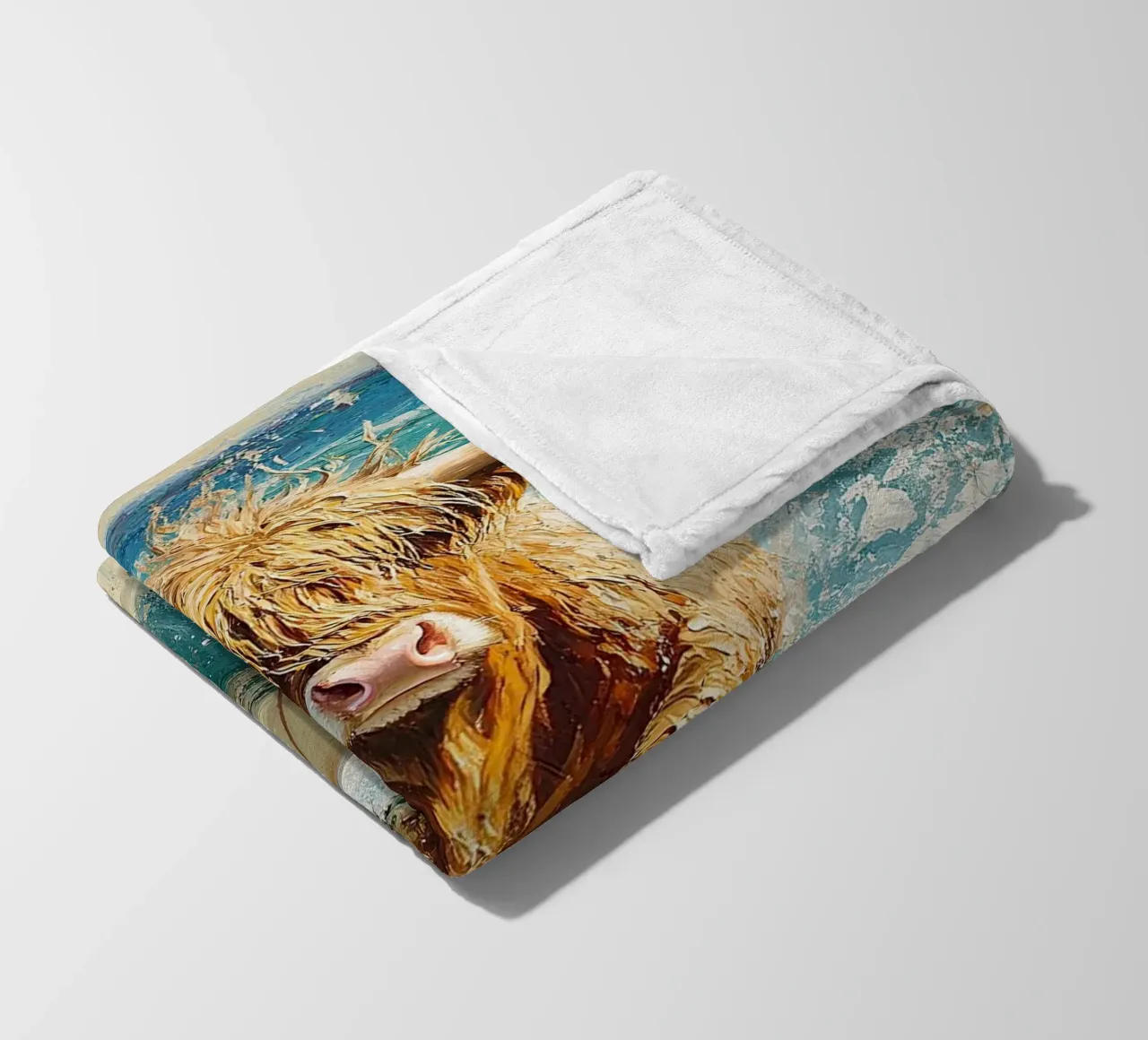 Mucca delle Highlands coperta in pile da Nikis Art Studio