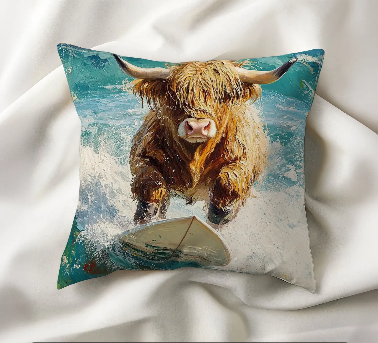 Mucca delle Highlands cuscino da Nikis Art Studio