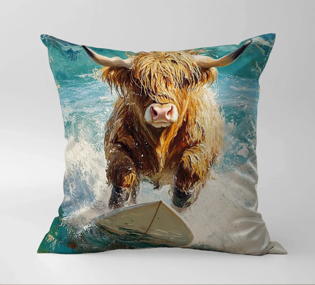 Mucca delle Highlands cuscino da Nikis Art Studio