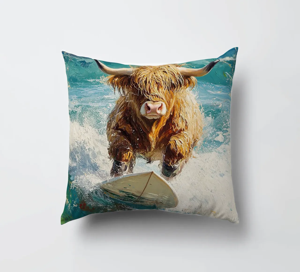 Mucca delle Highlands cuscino da Nikis Art Studio