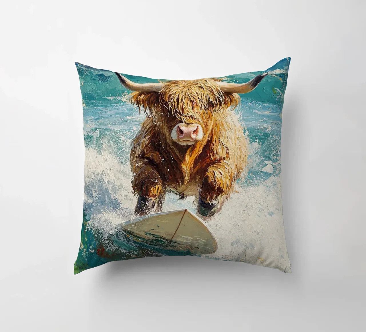 Mucca delle Highlands cuscino da Nikis Art Studio