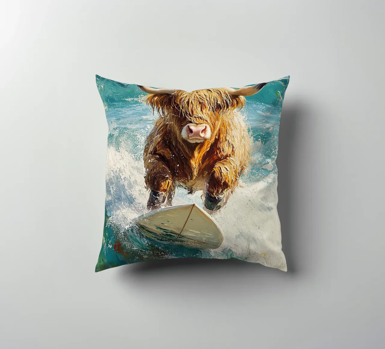 Mucca delle Highlands cuscino da Nikis Art Studio