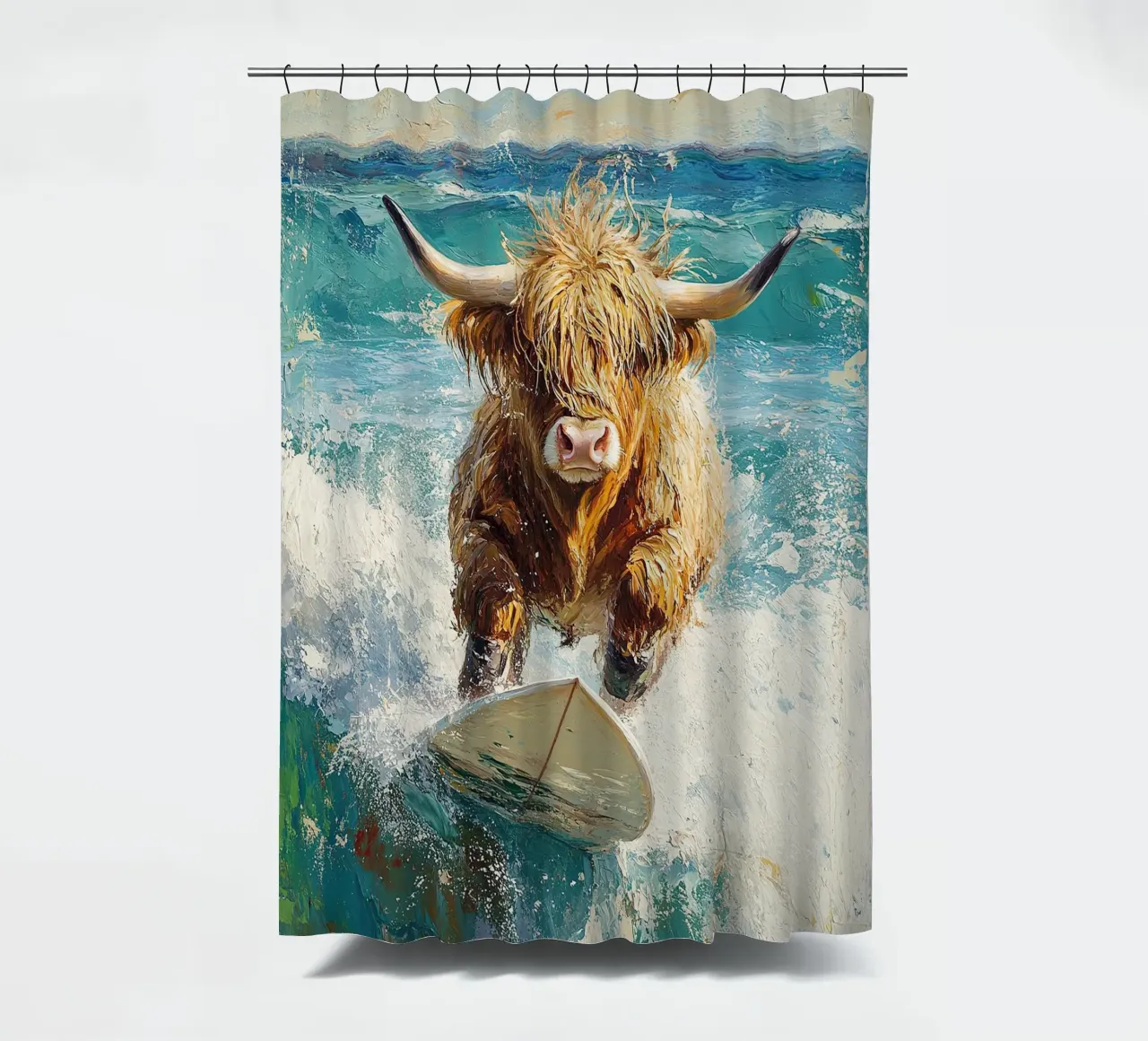 Mucca delle Highlands tenda da doccia da Nikis Art Studio
