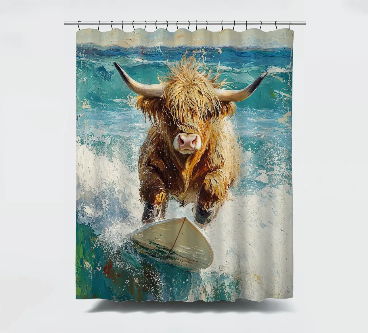 Mucca delle Highlands tenda da doccia da Nikis Art Studio