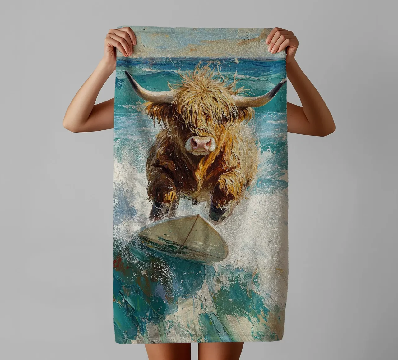 Mucca delle Highlands asciugamano da bagno da Nikis Art Studio
