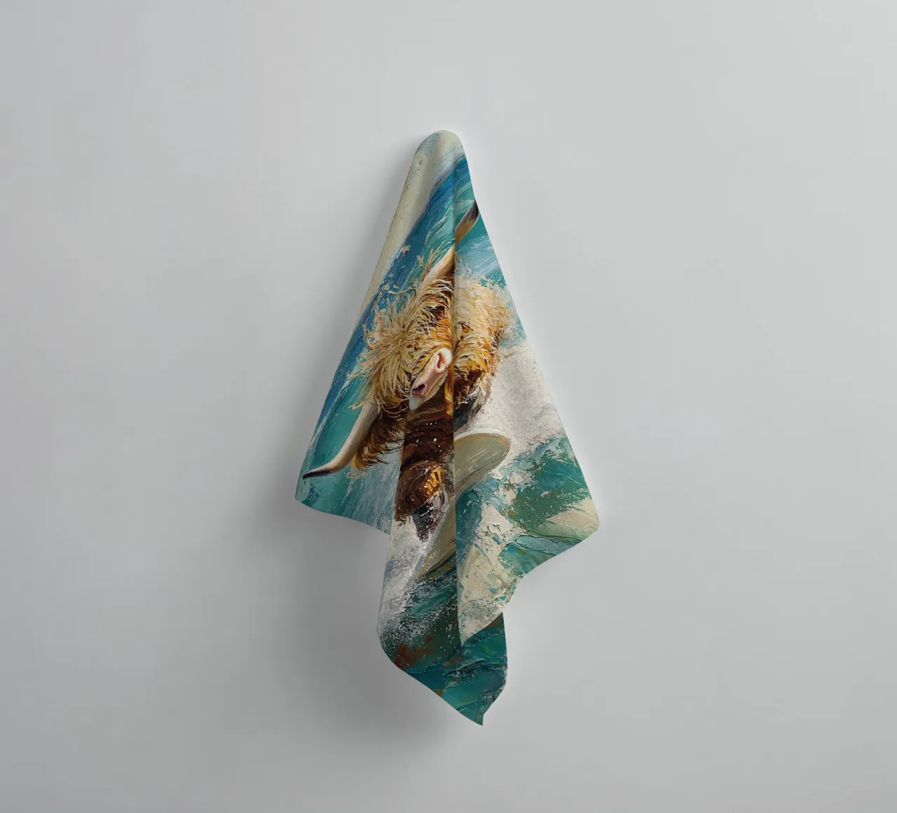Mucca delle Highlands asciugamano da bagno da Nikis Art Studio