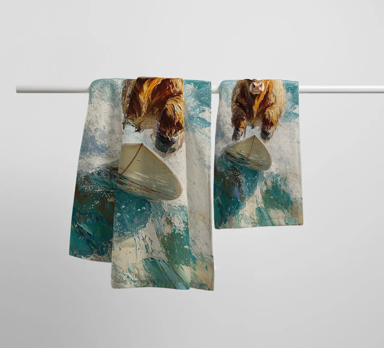 Mucca delle Highlands asciugamano da bagno da Nikis Art Studio