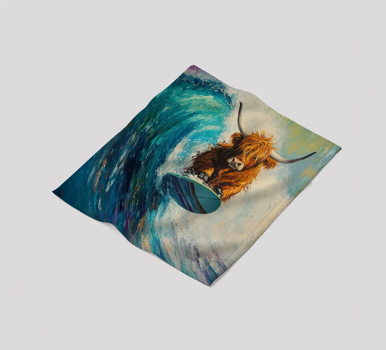 Mucca delle Highlands coperta in pile da Nikis Art Studio