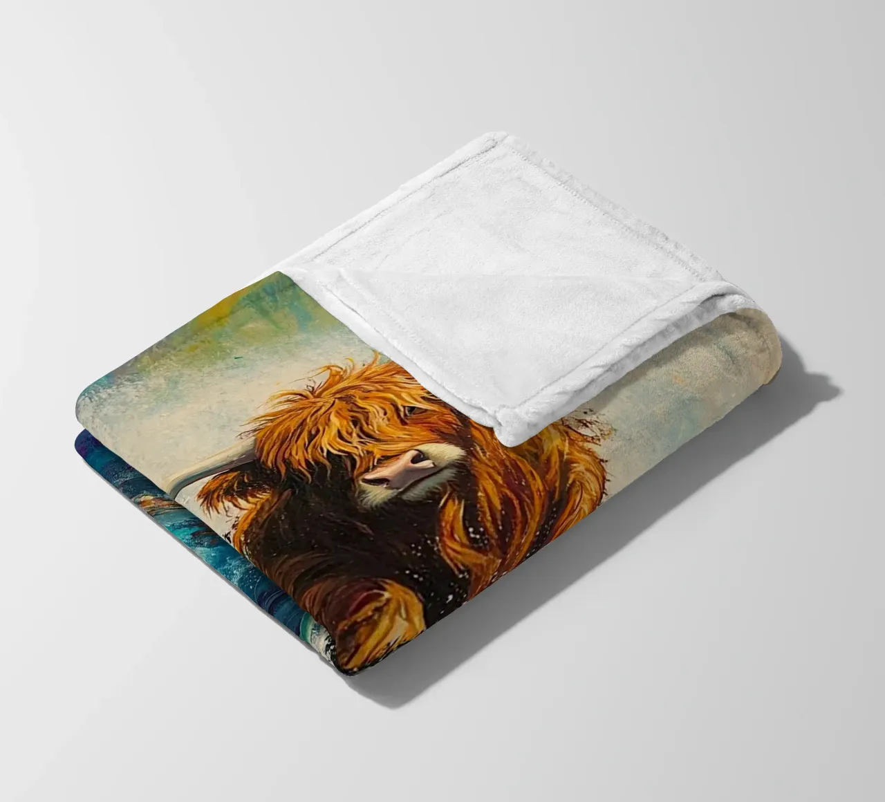 Mucca delle Highlands coperta in pile da Nikis Art Studio