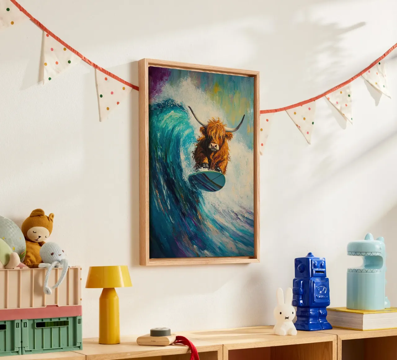 Mucca delle Highlands tela con Cornice a cassetta da Nikis Art Studio