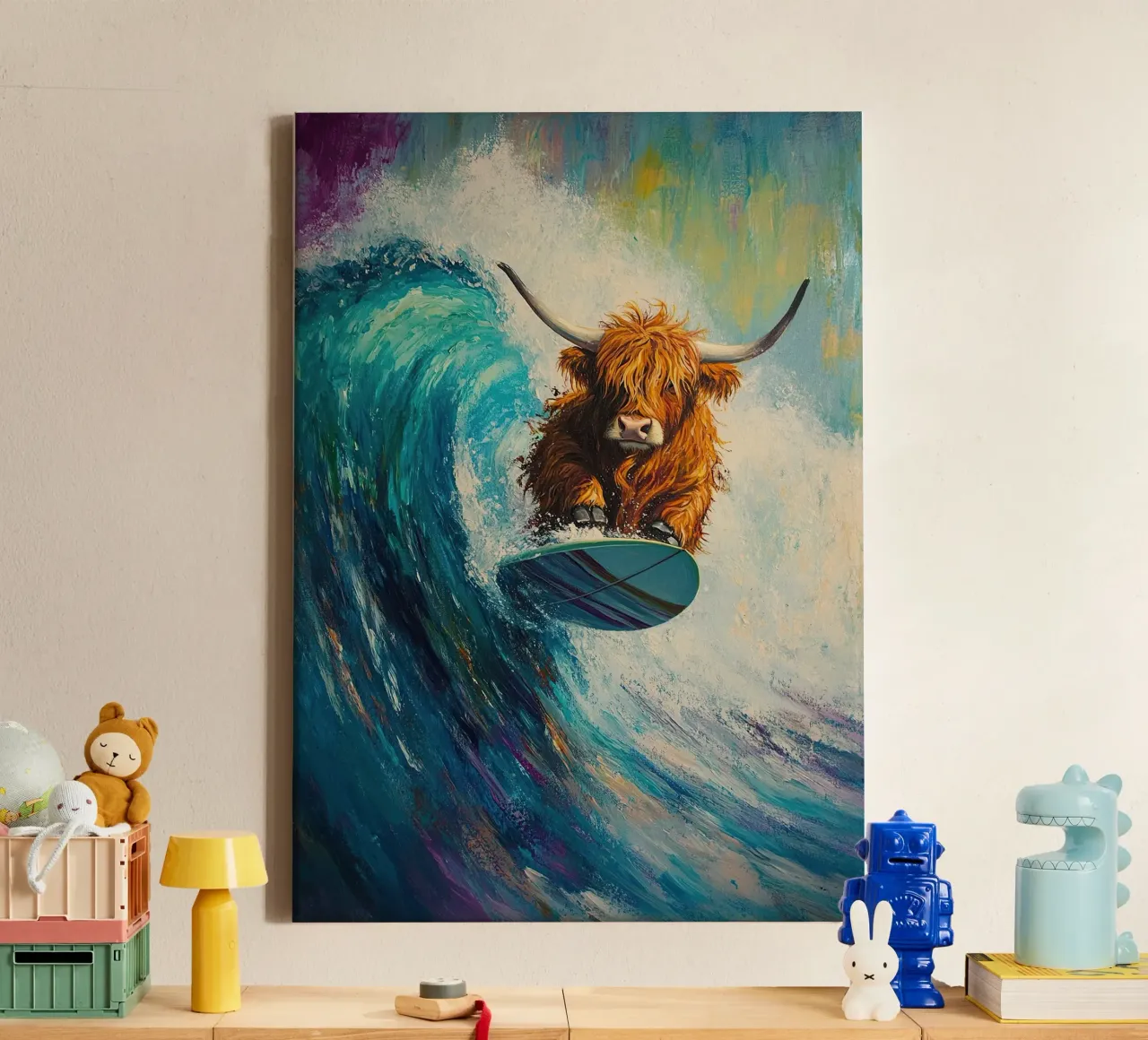 Mucca delle Highlands tela con Cornice a cassetta da Nikis Art Studio