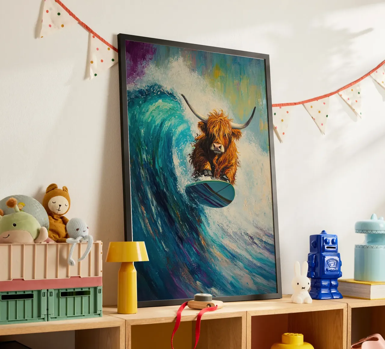 Mucca delle Highlands poster da Nikis Art Studio