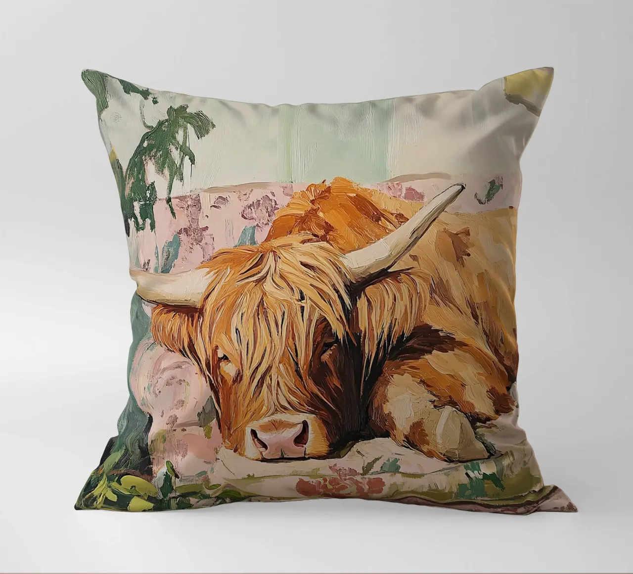 Mucca delle Highlands cuscino da Nikis Art Studio
