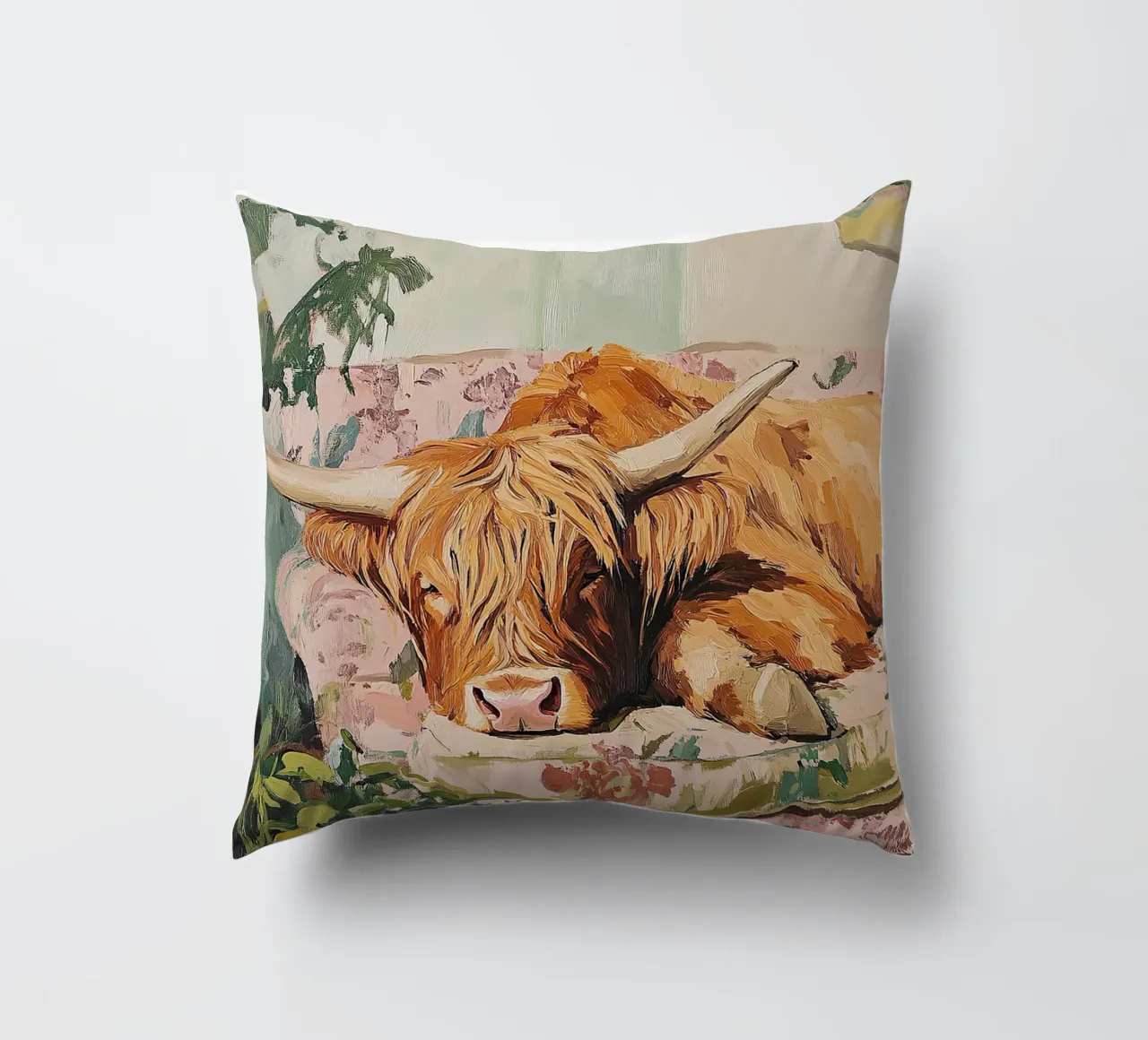 Mucca delle Highlands cuscino da Nikis Art Studio