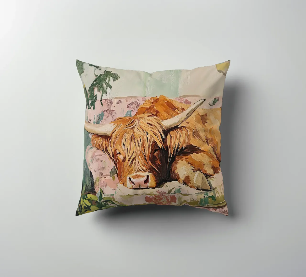 Mucca delle Highlands cuscino da Nikis Art Studio