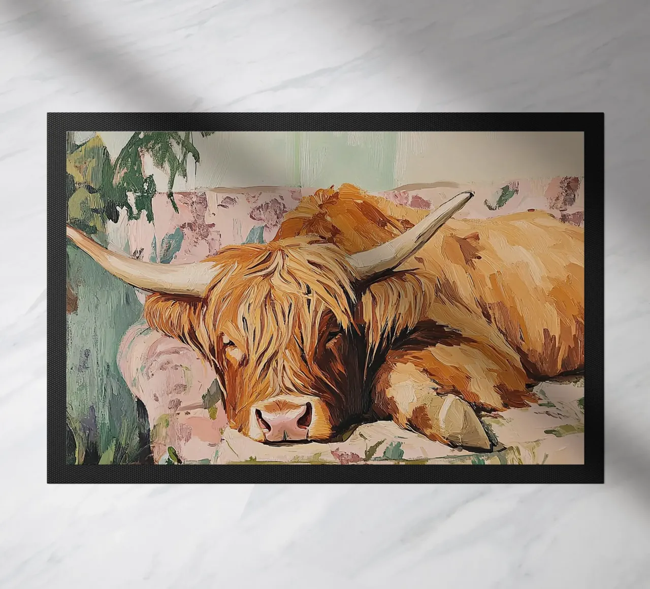 Mucca delle Highlands zerbino da Nikis Art Studio