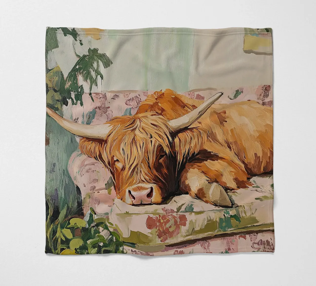 Mucca delle Highlands coperta in pile da Nikis Art Studio
