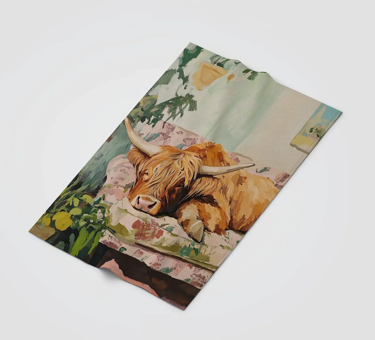 Mucca delle Highlands coperta in pile da Nikis Art Studio