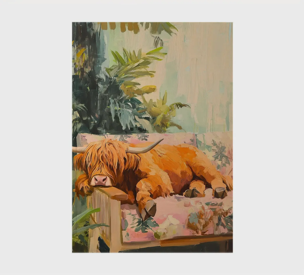 Mucca Highland sul divano diario da Nikis Art Studio