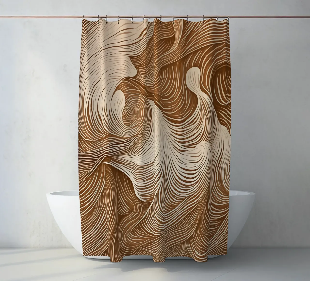Calming abstract dynamics shower curtain by Carinaprint