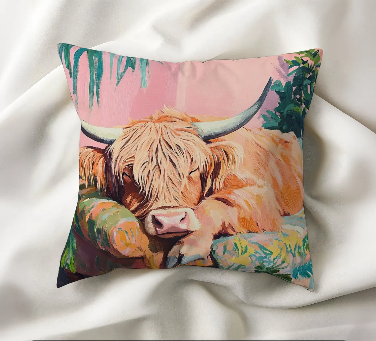 Mucca delle Highlands cuscino da Nikis Art Studio