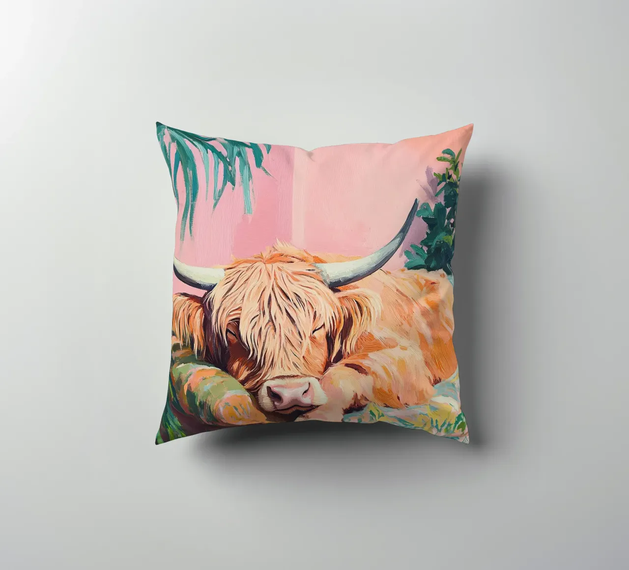 Mucca delle Highlands cuscino da Nikis Art Studio