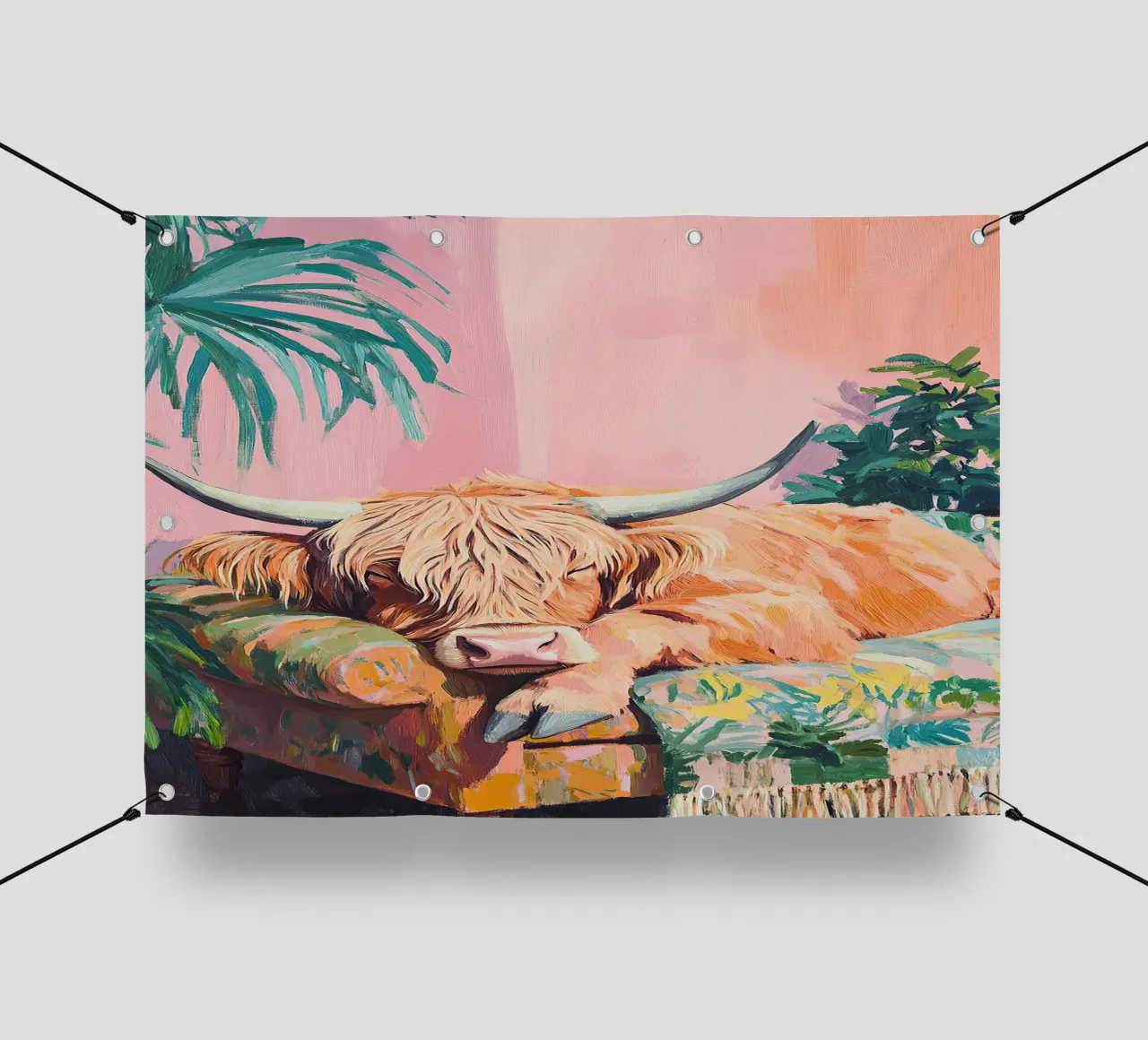 Mucca delle Highlands telo in pvc da Nikis Art Studio