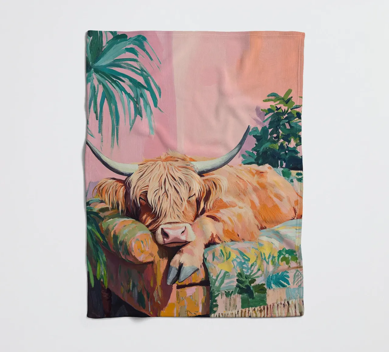 Mucca delle Highlands coperta in pile da Nikis Art Studio