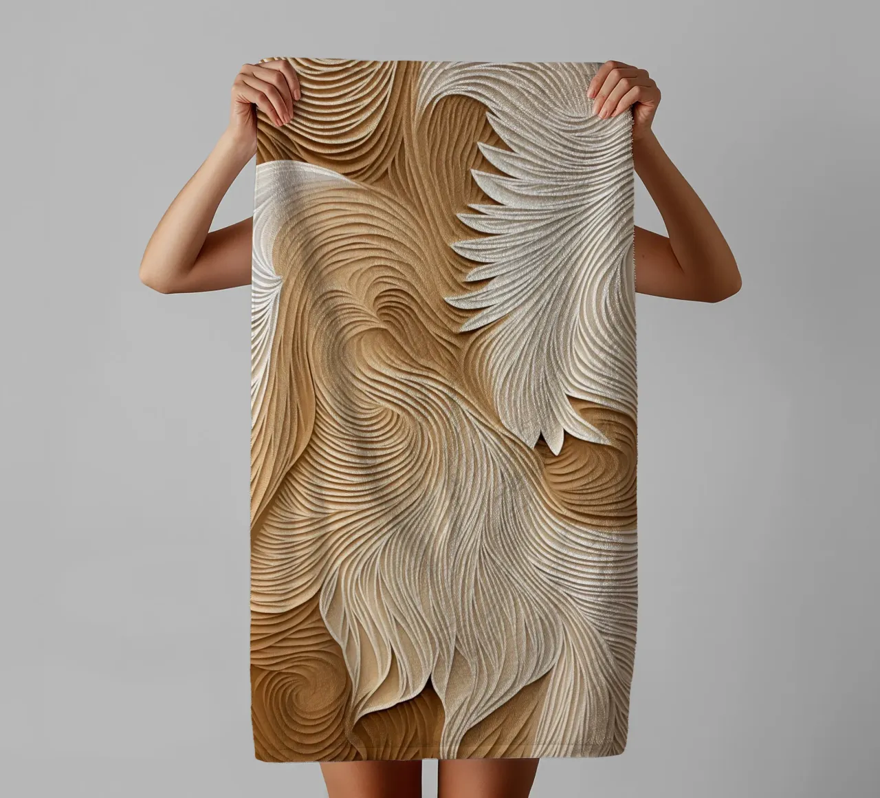 Elegant flowing linear waves towel by Carinaprint