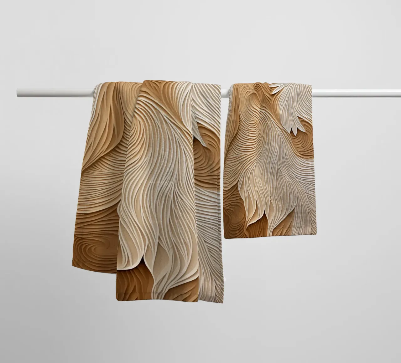 Elegant flowing linear waves towel by Carinaprint