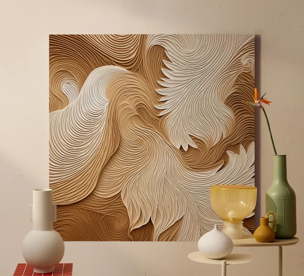 Elegant flowing linear waves canvas by Carinaprint