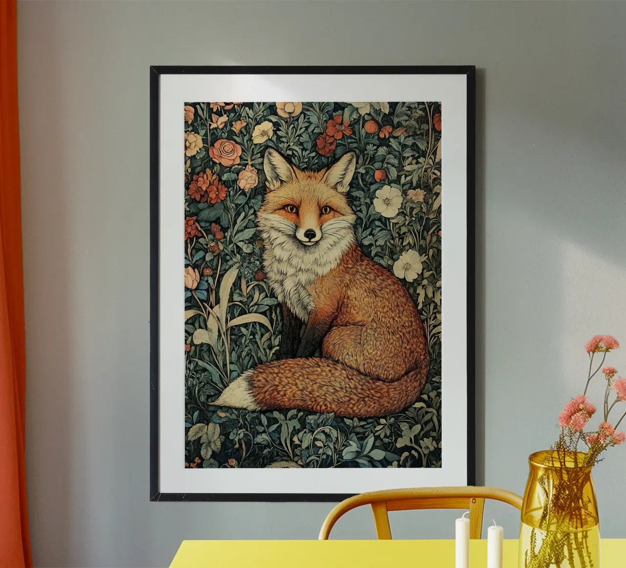 William Morris - Fox poster con telaio in plastica da Botanical Art Studio