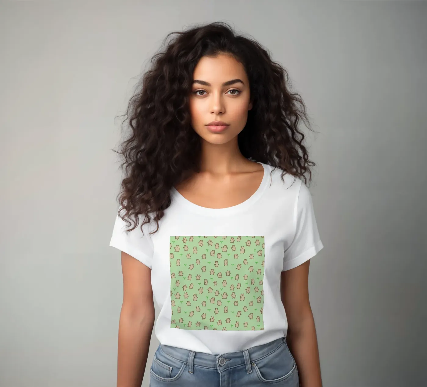 Tiny Bears Pattern dames t-shirt getailleerd van Sophie Corrigan